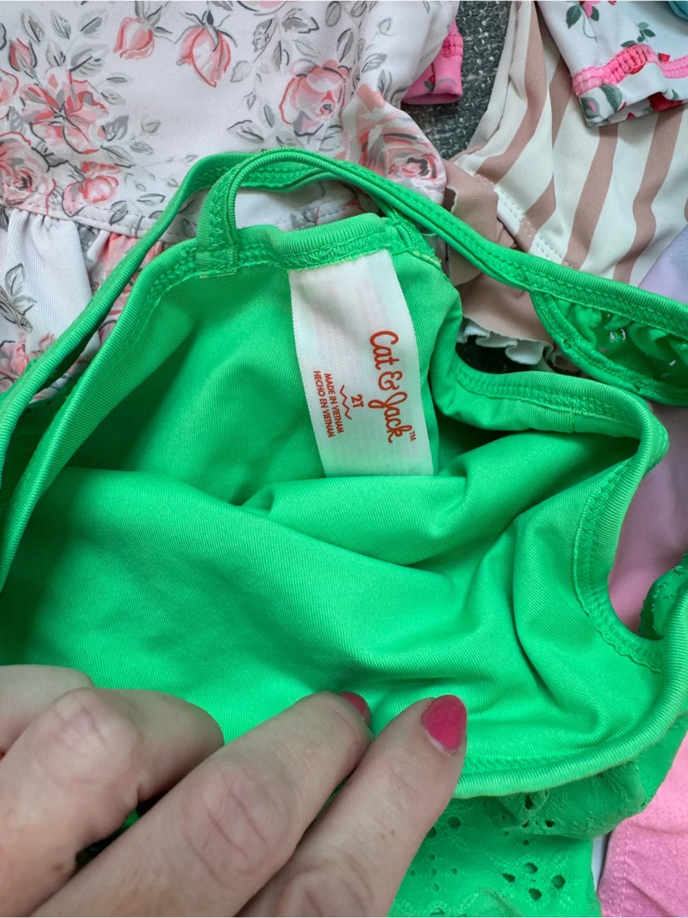 Lot of 6 Toddler Girl Bathing Suits, 2T, Assorted Brands